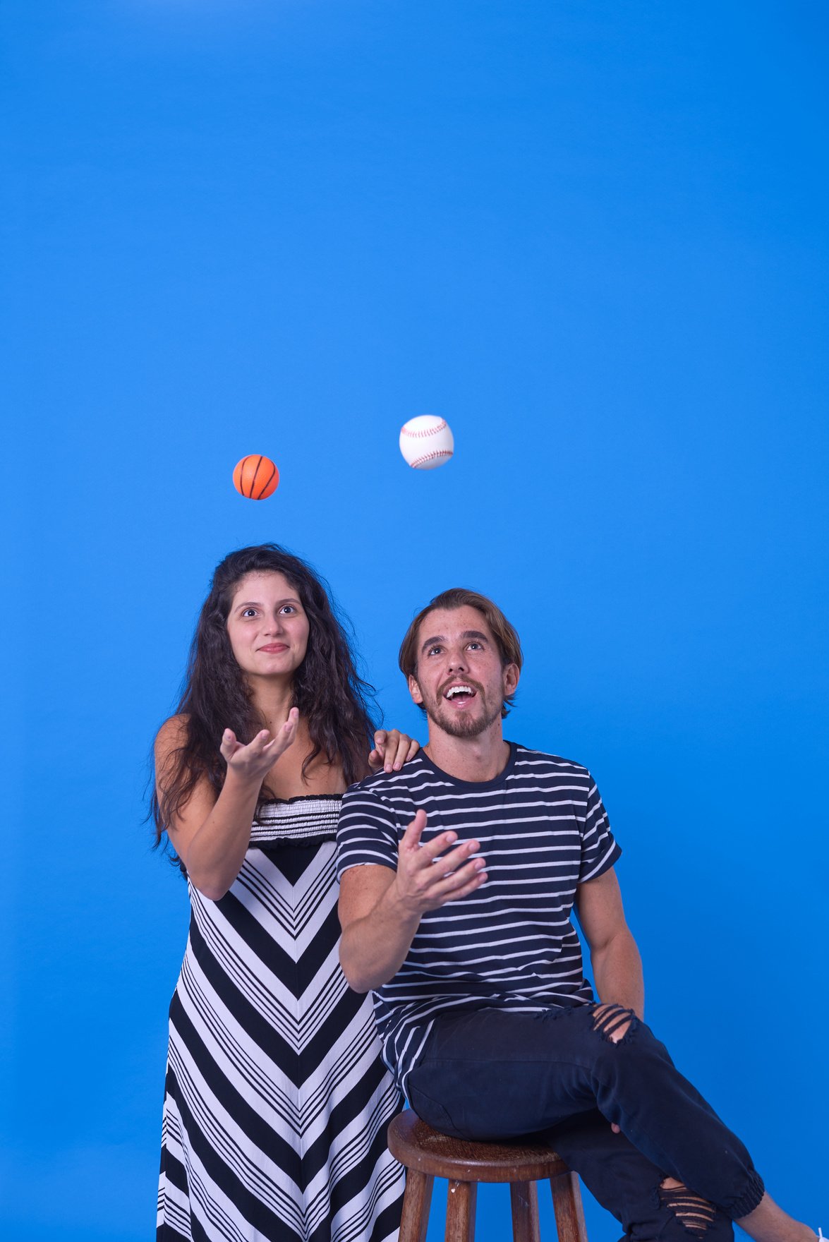 Bold & Punchy Headshots Man and Woman Throwing Balls